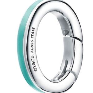 - Tiffany & Co. Clasping link sterling silver and blue enamel